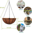 Hanging Planters Basket Outdoor Indoor(14 inch 4 Pack)-Coconut Coir Hanging Baskets for Plants Outdoor,Metal Wire Baskets with Coco Liner Window Box Planters, hanging Flower Pots For Railings… by CozyNest Decor
