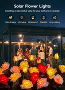 Garden 4 Pack LED Solar Flower Lights with Larger & More Realistic Rose Flowers, Bigger Solar Panel, Waterproof Solar Outdoor Lights for Yard Patio Lawn Pathway Walkway Decoration by GreenHaven Gardens