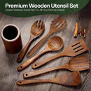 Wooden Spoons for Cooking Set of 10 - Cooking Utensils with Spoon Rest & Holder – Comfortable Grip & Easy to Clean - Wooden Spoon Set for Kitchen with four Hanging Hooks by CozyNest Decor
