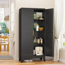 Metal Storage Cabinet With 2 Doors and 3 Adjustable Shelves, Black Kitchen Pantry for Food, Utility Cabinet for Laundry Room, Cupboard by CozyNest Decor