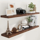 55 Inch Floating Shelves Set of 2, Rustic 55 x 9 Floating Shelf for Wall, 9 Inch Deep Wall Shelves Invisible Bracket, Large Deep Shelving for Bedroom, Kicten, Living Room, Walnut Color by CozyNest Decor