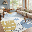 Lahome 8x10 Area Rugs for Living Room - Non-Slip Washable Ultra-Thin Soft Bedroom Rug 8x10 Under Bed, Boho Botanical Print Carpet for Dining Room Office Nursery, Blue by TinyTreasures Baby Boutique
