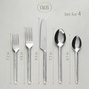 over&back 20pc Hand-Forged Flatware Cutlery Set - Comes with 4 Dinner Forks, 4 Salad Forks, 4 Dinner Knives, 4 Dinner Spoons, and 4 Teaspoons - Dishwasher-Safe - 18/8 Stainless Steel by CozyNest Decor