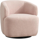 Swivel Accent Chair, Sherpa Teddy Barrel Chair for Living Room, Cozy Round Boucle Arm Chair, Metal Base for Club Nursery Bedroom, Light Blush Pink by CozyNest Decor