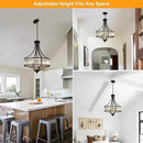 20" Modern Farmhouse Crystal Chandeliers for Dining Room, 5-Light Black Antique Pendant Chandelier, Contemporary Hanging Light Fixture for Living Room Bedroom Foyer Kitchen Island Entryway by CozyNest Decor