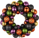 JORNOY 13inch Small Halloween Ball Wreath with Ghost&Pumpkin Accents - Seasonal Orange/Black Wall Hanging, Front Door, Mantel, Porch Decor for Home by CozyNest Decor