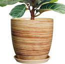12 Inch Planter Pot Ceramic Plant Pots for Plants with Drainage Hole and Saucer Large Flower Pot for Home Patio Garden Office Yellow by GreenHaven Gardens