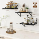 Heimlove Deep Floating Shelves for Wall, 12 Inch Deep Floating Shelves Set of 3, 16W x 12D Wood Wall Shelves, Wide Wood Shelves with Metal Bracket for Living Room, Kitchen, Office, Bedroom - Black by CozyNest Decor