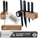Premium 10 inch Magnetic Knife Holder for Wall with 2x Storage & Charming Wood - Knife Magnetic Strip, Under Cabinet Magnet Knives Storage - Magnet Strip Rack Kitchen Utensil Holder Organizer Tool by CozyNest Decor