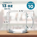 Libbey Clear Glass Coffee Mugs 13 oz. Set of 10, Bulk Pack - Perfect for Coffee, Tea, Espresso, Hot Cocoa, Other Beverages - Clear Bottom by TinyTreasures Baby Boutique