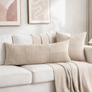 Fancy Homi 2 Packs Tan Decorative Throw Pillow Covers 20x20 Inch for Living Room Couch Bed Sofa, Farmhouse Boho Home Decor, Soft Corss Corduroy Patchwork Accent Square Beige Cushion Case 50x50 cm by CozyNest Decor