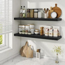 36 Inch Floating Shelves, 9.3 Inch Deep Rustic Wall Shelves - Extra Deeper Wall Mounted Storage Shelves for Bathroom, Kitchen, Living Room (Black, Set of 2) by CozyNest Decor
