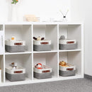 DULLEMELO Small Storage Baskets 6 Pack, Fabric Collapsible Gift Storage Baskets for Shelves, Closets, Nursery, Home, Office Organizing,Small Canvas Linen Rectangular Storage Bins (6-Pack, White&Grey) by TinyTreasures Baby Boutique