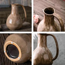 Brown Ceramic Vase with Big Handles, Modern Farmhouse Decor, Rustic Pottery for Flowers, Decorative Terracotta Centerpiece for Dining Table by GreenHaven Gardens