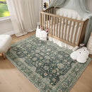 Washable 4x6 Rugs for Living Room, Boho Non-Slip Silicone Backing Small Rugs for Bedroom Nursery Office, 0.3" Neutral Oriental Throw Carpet with 0.16" Cushioning Pad, Sage Green/Multi by TinyTreasures Baby Boutique
