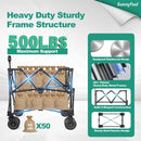 SUNNYFEEL Double Decker Wagon, Collapsible Outdoor Utility Wagon Cart 500LB Capacity Adjustable Handlebar,Foldable Wheels Stable Durable Oxford Fabric for Shopping Garden Camping (Black, Double Deck) by GreenHaven Gardens