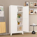 Metal Pantry Cabinet with 2 Doors and Adjustable Shelves, Kitchen Storage cabinets with Gold Handles, Versatile Storage for Laundry/Living Room,Bathroom,Dinning Room-White by CozyNest Decor
