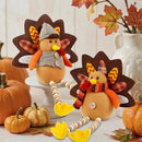 winemana Thanksgiving Decorations Set of 2 Turkeys with Dangling Legs, Mr and Mrs Turkey Couple Plush Tabletop Centerpieces for Fall Harvest Home Kitchen Shelf by CozyNest Decor