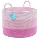 OrganiHaus Toy Storage Basket for Kids, Large Cotton Rope Organizer Bin for Nursery, Toy Box, Blanket Holder, Baby Hamper for Living Room, Soft & Washable, 20x13 inches - Pink by TinyTreasures Baby Boutique