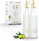 COOK WITH COLOR Glass Olive Oil Dispenser Bottle - 2 Pack, 17 oz Cruet - Elegant Carafe Decanter with Spout for Kitchen, Suitable for Vinegar, Coffee Syrups & Other Liquids by CozyNest Decor