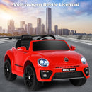 Costzon Ride on Car, 12V Licensed Volkswagen Beetle Battery Powered Vehicle w/Remote Control, Spring Suspension, Lights, USB, Horn, Music, 4 Wheeler for Boy Girl Gift, Electric Car for Kids (Red) by TinyTreasures Baby Boutique