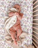 Bassinet Sheet for Baby Boy and Girl 2 Pack, Fitted Sheets for Rectangle, Oval, Hourglass Bassinet Mattress, Muslin Moses Basket Sheets with Neutral Style (Purple Petals & White) by TinyTreasures Baby Boutique
