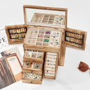 Jewelry Box Organizer, Solid Wood Jewelry Boxes fow Women with Mirror, Double Layer Jewelry Organizer Box Display Earring Necklace Bracelet Ring, Rustic Style Small Jewelry Box for Girls by TinyTreasures Baby Boutique