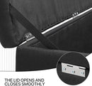 MoNiBloom 42 Inch Long Ottoman with Storage, Black Linen Foot Stool Upholstered Foam Padded Rectangular Fabric Tufted Bench Footrest for Living Room Bedroom Entry with 300 Lbs Capacity by CozyNest Decor