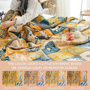 Boho Throw Blanket for Bed - 100% Pure Cotton Ultra Soft Rustic Quilt - Farmhouse Decor Bed Blankets, All Season Rustic Throw for Sofa Couch Chair(91''x 98'', Art Squares) by CozyNest Decor