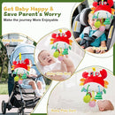 Red Crab Baby Toy - Clip-On Hanging Sensory Toy for Car Seat, Stroller, Gym with Squeaker, Crinkle, Rattle, Mirror & Teether | Soft Plush 0-12 Months Infant Developmental Toy for Tummy Time (Red) by TinyTreasures Baby Boutique