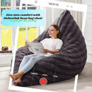 Hobestluk 3 in 1 Bean Bag Chair Giant Bean Bag Chairs for Adults with Ripple Cover Convertible Bean Bag Floor Cushion with Machine Washable Cover for Living Room (Ripple Dark Grey) by CozyNest Decor