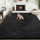 8x10 Area Rug for Living Room: Fluffy Shag Soft Washable Rugs Large Fuzzy Plush Indoor Carpet for Bedroom Nursery Playroom Kids Girls Boys Room (Black, 8'x10') by TinyTreasures Baby Boutique