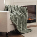 Chunky Knit Blanket Throw, 100% Hand Knit Throw Blanket Handmade Chenille Cable Knit Throw for Couch, Stylish Cozy Soft Rope Knot Crochet Blanket for Home Decor, Sage Green, 60x80 Inches by CozyNest Decor