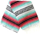 Del Mex Classic Mexican Blanket, Large Authentic Woven Falsa Throw (70"x50"), Artisan Southwest Décor for Beach, Yoga, Outdoors (Pink/Mint) by CozyNest Decor