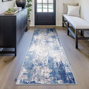 Washable Area Rugs 2'x6' Non-Slip Modern Abstract Soft for Living Room Entryway Bedroom Nursery, Print Pattern, Blue Grey Navy Gray by TinyTreasures Baby Boutique