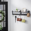 Coat Rack with Shelf, 2 Pack Bamboo Wall-Mounted Coat Hanger with 8 Hooks for Entryway, Hallway, Kitchen, Bathroom, Living Room, Utility Room (Black) by CozyNest Decor