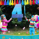 Sratte Number 1 2 3 4 5 6 7 8 9 Piñata with Stick Blindfold Confetti, Gradient Blue Piñata for Kids Boys Girls Birthday Party Anniversary Decorations Supplies(Number 4) by TinyTreasures Baby Boutique