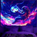 BVBOX Astronaut Space Blacklight Tapestry 79"x59", UV Reactive Floating Astronaut Iridescent Cloud Universe Galaxy Planet Glow in Dark Tapestries, Black Light Neon Upright Poster Wall Hanging Backdrop Decor for Bedroom Living Room by CozyNest Decor