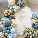 Dusty Blue Balloons 12 Inch Pastel Fog Blue Slate White Sand Metallic Gold Confetti Party Balloons Light Baby Blue White Gold Latex Balloon for Boy Baby Shower Birthday Wedding Party Decoration by CozyNest Decor