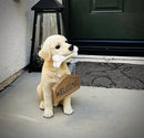 Nature's Mark Labrador Retriever Dog Puppy Statue with Reversible Welcome Sign and Go Away Sign Resin Garden Decor 12" H by GreenHaven Gardens