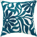 Alysheer Farmhouse Floral Leaves Embroidered Decorative Throw Pillow Cover 18x18 inches, Boho Tufted Flowers Embroidery Pattern Chic Cotton Cushion Case for Couch Bed Sofa Living Room(Teal Blue) by CozyNest Decor