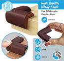 12-Pack Corner Protectors Baby Proof, Furniture Corner and Edge Safety Bumpers, Soft Rubber Foam Cushion Covers, 3M Taped Corner Guards, Baby Child Proofing Pads, Table Corner Protectors, Brown by TinyTreasures Baby Boutique