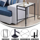 Black End Table, Rectangle Side Table with Mirrored Top, Modern Metal End Table, Small Narrow Side Table for Living Room, Balcony, 22" L x 12.4" W x 24" D by CozyNest Decor