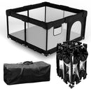 Foldable Baby Playpen with Gate, Extra Large Collapsible Play Yard for Babies & Toddlers, Portable Travel Play Pen with Fence, Safe Activity Center for Indoor & Outdoor Use (51"×51" Black) by TinyTreasures Baby Boutique