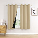 ChrisDowa 100% Blackout Curtains for Bedroom with Black Liner, 2 Thick Layers Total Blackout Thermal Insulated Grommet Window Curtains 2 Panels Set (Beige, 42 x 63 Inch) by TinyTreasures Baby Boutique