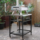 Stainless Steel Grill Cart with Cover Pizza Oven Stand with Water-Proof Cover Trolley Table with Wheels Three-Shelf Movable Food Prep and Work Cart Table Heavy Duty Grill Cart Outdoor 31.5"×24"×35.5" by CozyNest Decor