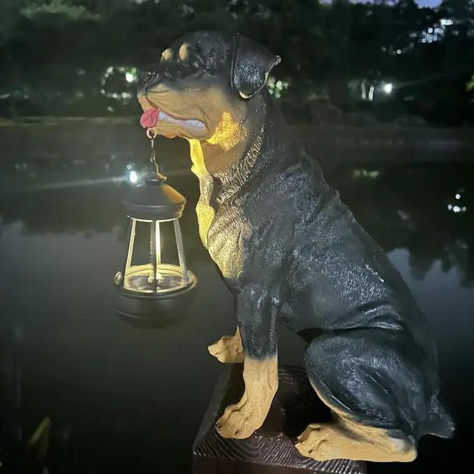Garden Statues Dog Solar Hanging Light, Courtyard Resin Simulated Handicraft Dog Statue Ornament, Garden Yard Entrance Decoration., photo 7 of 7