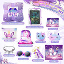 Unicorns Gifts for Girls Kids Toys 3 4 5 6 7 8 9 10 Years Old with LCD Writing Tablet/Glowing Blanket/Unicorn Bracelet/Eye Mask/Crossbody Bag/ 12PCS Purple Teen Girl Birthday Christmas Unicorn Toy by TinyTreasures Baby Boutique
