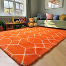 ONASAR Rugs for Living Room Bedroom, 5x8 Washable Fluffy Orange and White Area Rug, Geometric Boho Soft Plush Shaggy Fuzzy Floor Carpet for Nursery Kids Girls Boys Teen Dorm Home Decor Aesthetic by TinyTreasures Baby Boutique