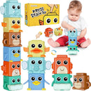 Stacking Toys Set for Toddlers 18+ Months, 6 in 1 Infant Sensory Toys with Changing Expressions, Pressable Animal Stacking Blocks, Christmas Birthday Gifts for 1 2 3 4 Years Old Baby Boys Girls by TinyTreasures Baby Boutique